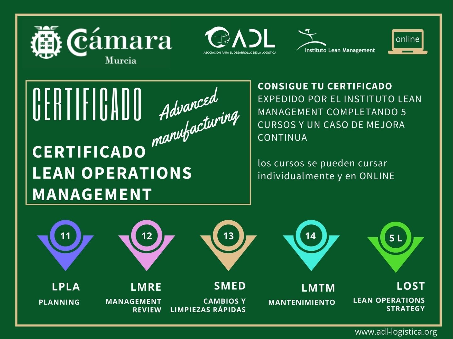 Certificado Lean Operations Management - Cámara Comercio Murcia