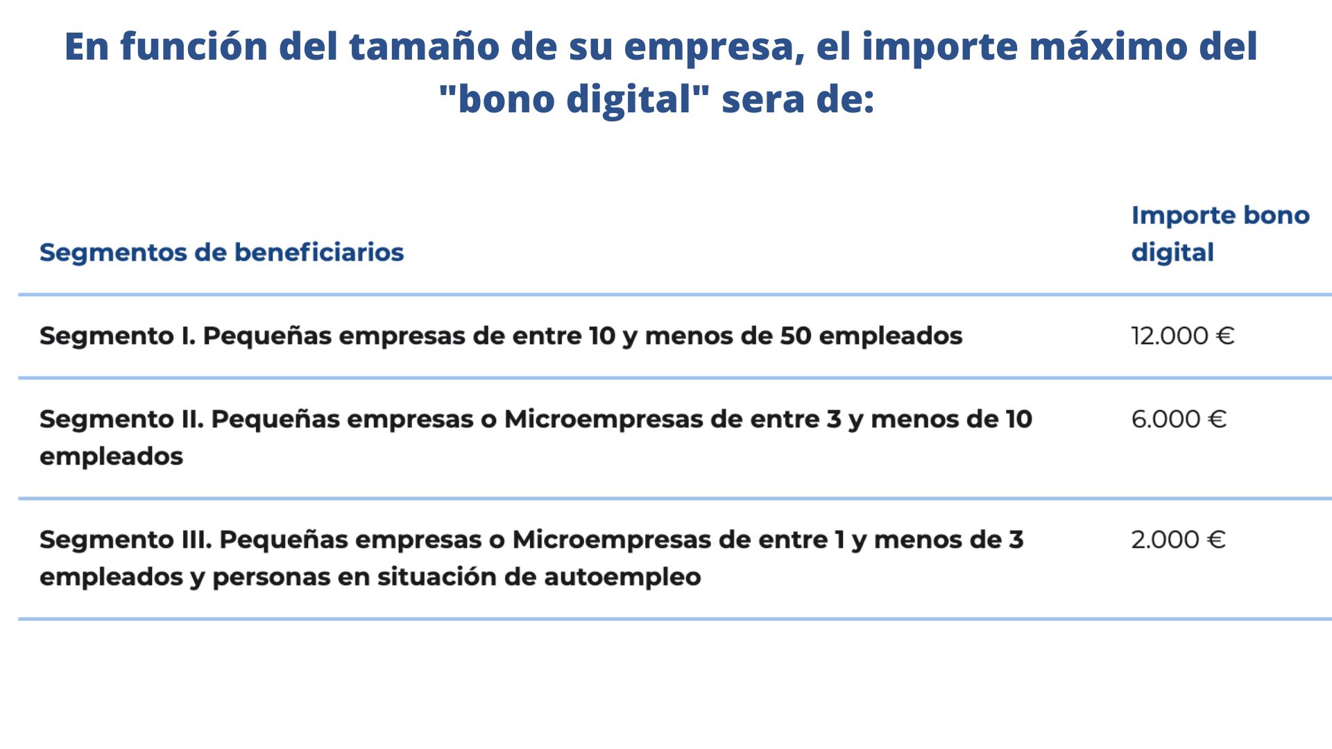 Bono digital según el número de empleados | Programa Kit Digital