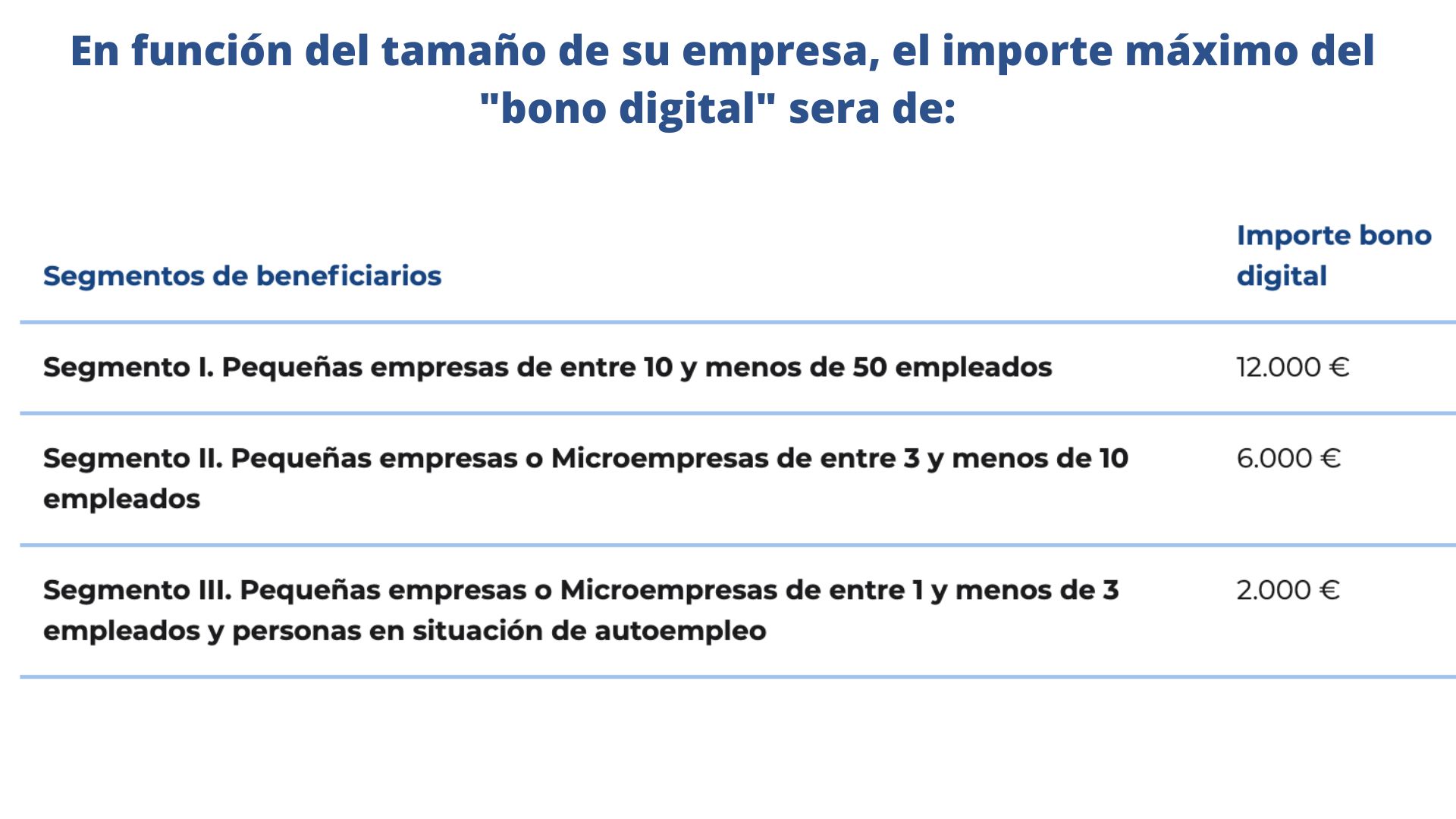Bono digital según el número de empleados | Programa Kit Digital