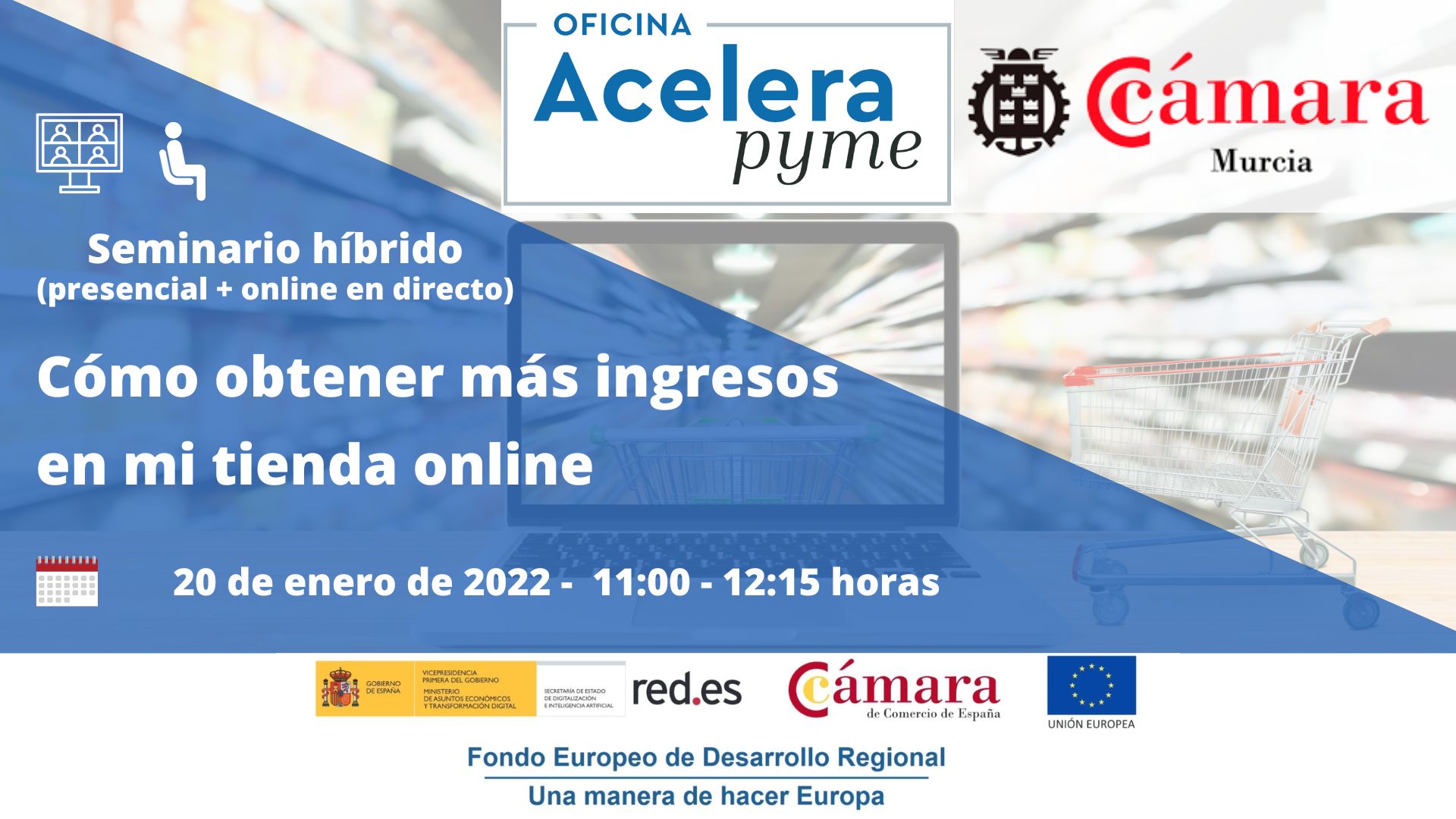 seminario-webinar | Cómo obtener más ingresos en mi tienda online | Oficina Acelera Pyme | Cámara de Comercio de Murcia