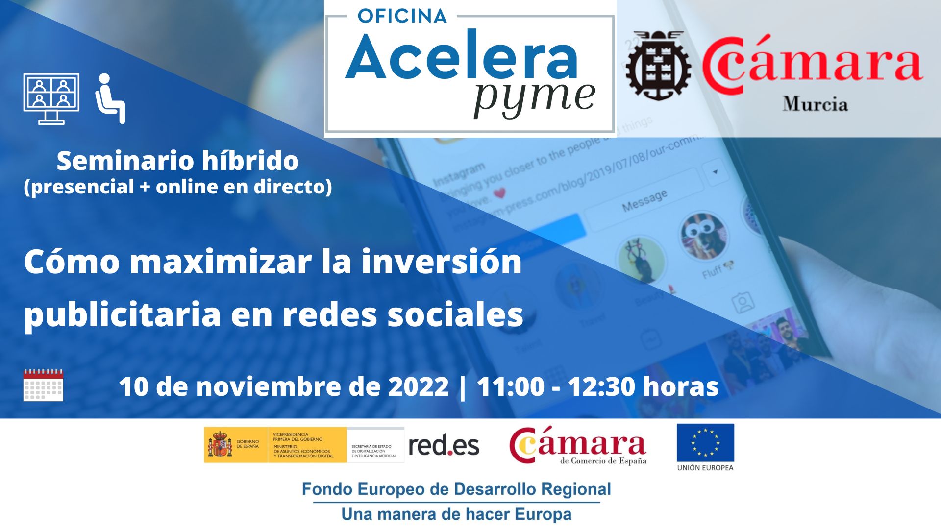 seminario-webinar-maximizar-inversion-redes-sociales-oficina-acelera-pyme-camara-comercio-murcia