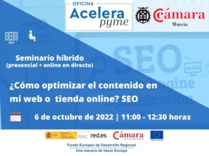 Seminario Webinar | Cómo optimizar el contenido de mi web o tienda online | Cámara de Comercio de Murcia