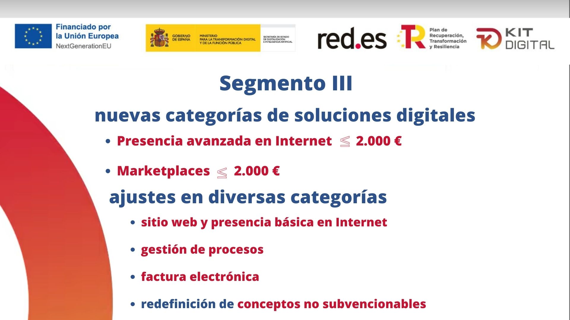 S3 Nuevas categorias | Programa Kit Digital | Segmento II | nuevas categorías y ajustes