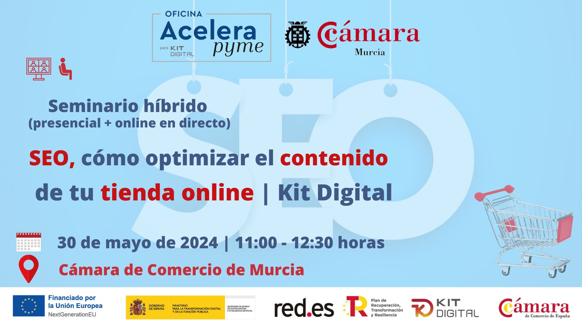 seminario+webinar | SEO, cómo optimizar el contenido en tu tienda online | Cámara de Comercio de Murcia | Ofcina Acelera Pyme