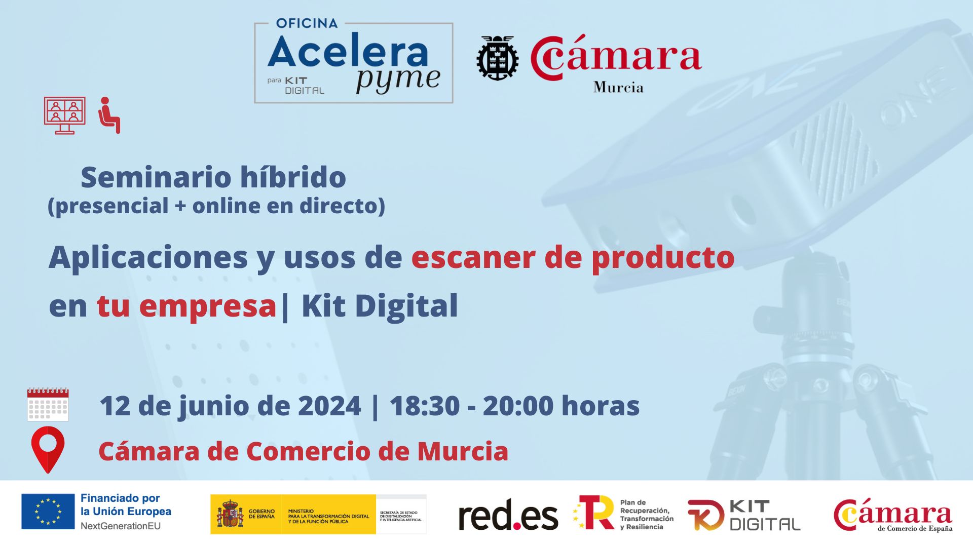 seminario + webinar | Aplicaciones y usos de un escaner de producto en tu empresa | Cámara de Comercio de Murcia | Oficina Acelera Pyme