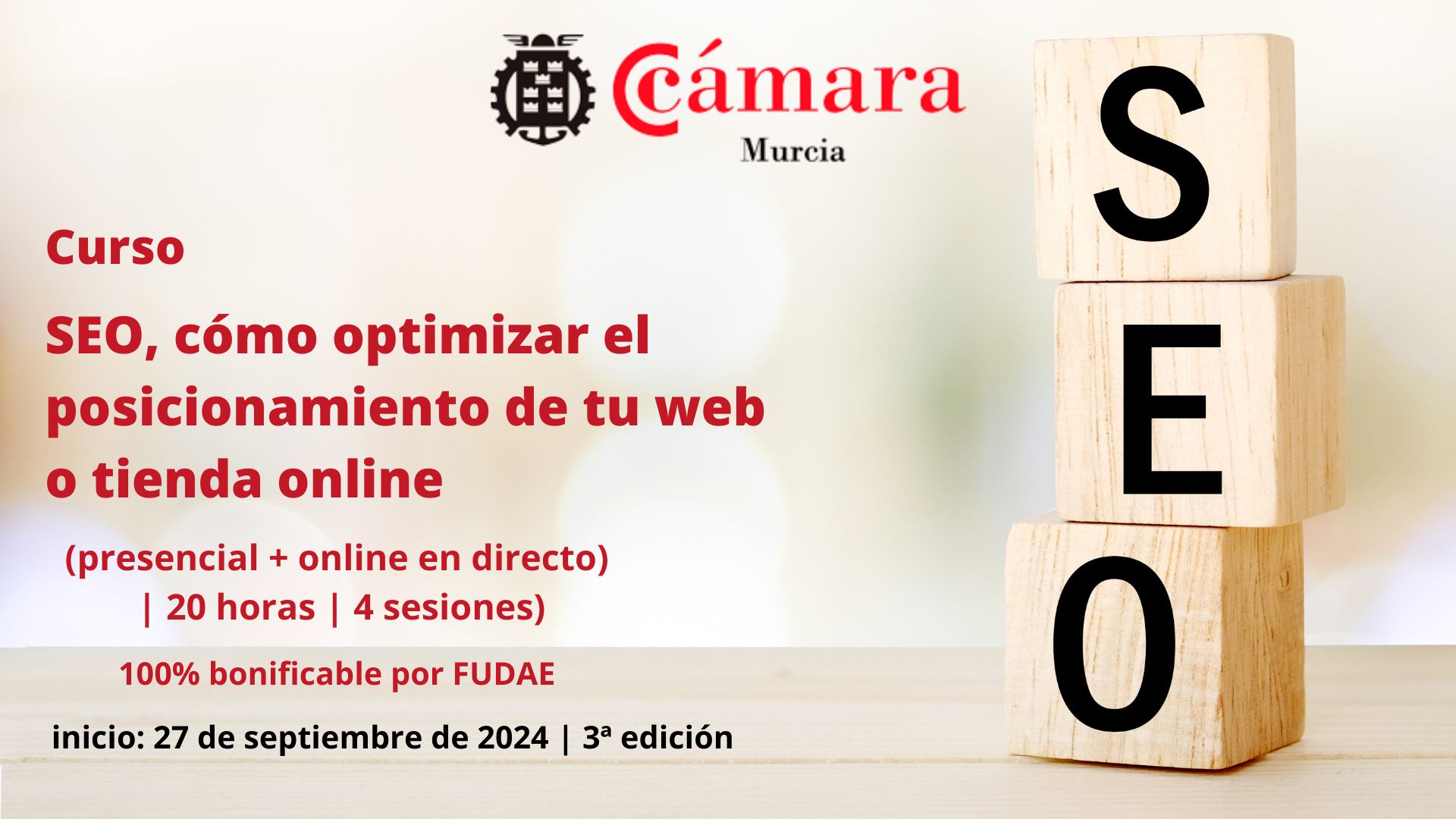 Curso SEO posicionamiento orgánico de tu web o tienda online | Cámara de Comercio de Murcia