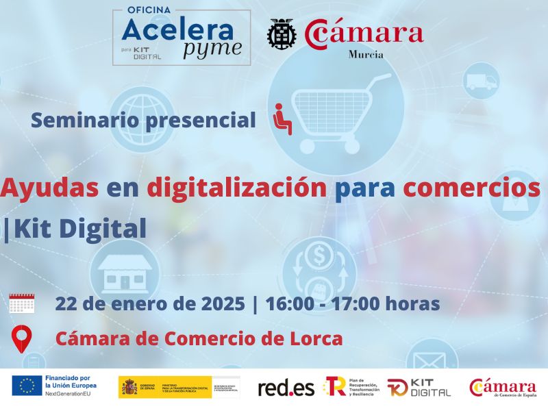 Oficina Acelera Pyme | Seminario | Programas de ayudas en digitalización para comercios | Lorca