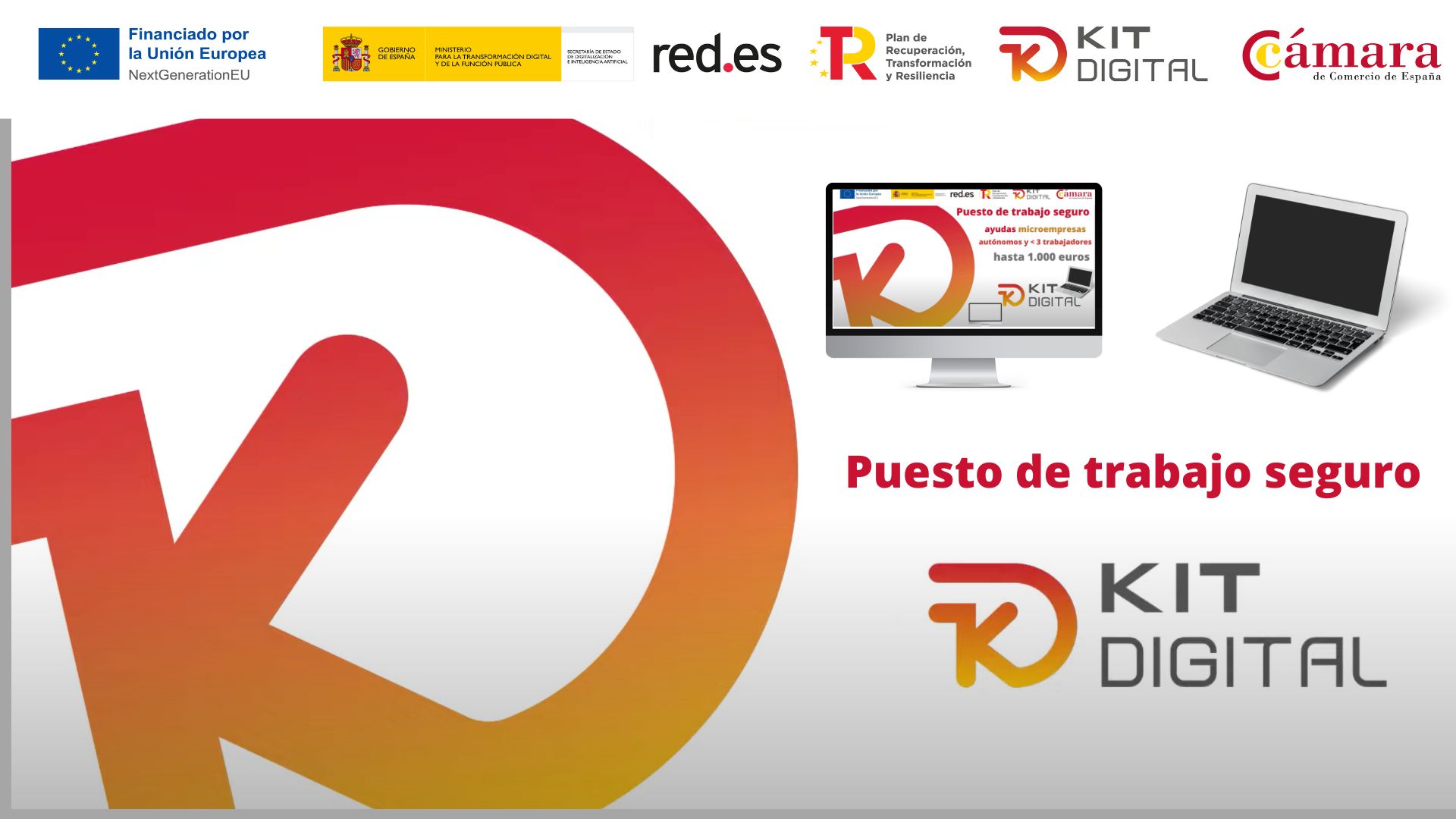 Ayuda para ordenador portátil o de sobremesa | Kit Digial | Puesto de trabajo seguro | Oficina Acelera Pyme | Cámara de Comercio de Murcia