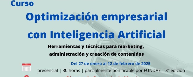 curso de inteligencia artificial | Optimización empresarial con inteligencia artificial | Cámara de Comercio de Murcia | Formación Ejecutiva