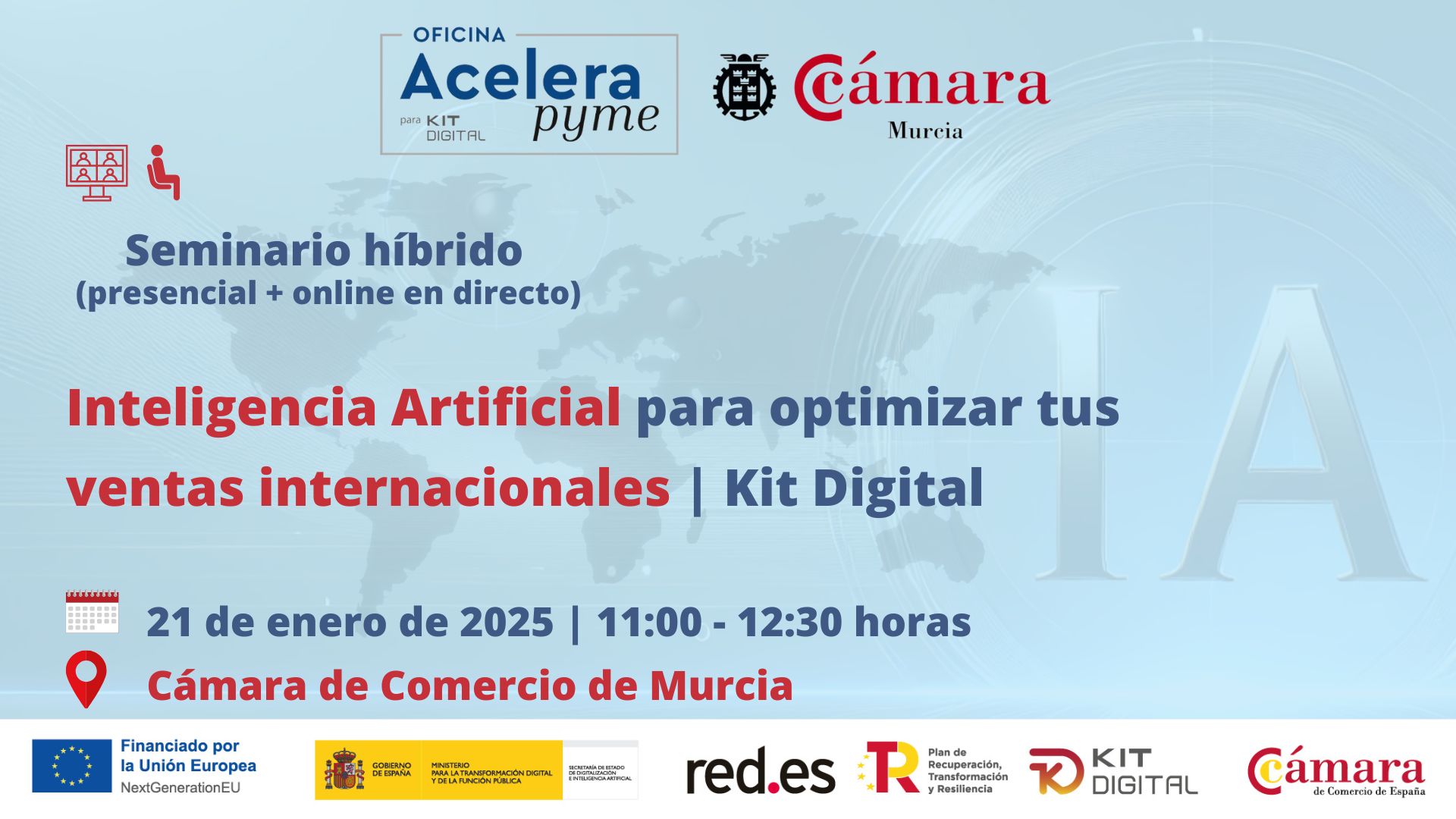 seminario+webinar \ Inteligencia Artificial para optimizar tus ventas internacionales | Oficina Acelera Pyme | Cámara de Comercio de Murcia