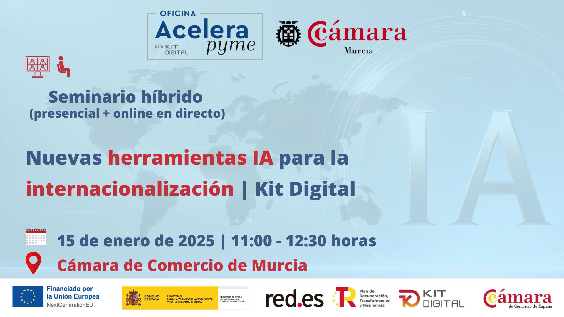 seminario+webinar \ Inteligencia Artificial para optimizar tus ventas internacionales | Oficina Acelera Pyme | Cámara de Comercio de Murcia
