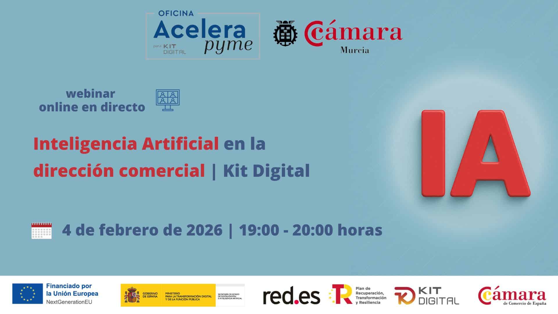 webinar | mesa redonda | IA en la Dirección Comercial | Oficina Acelera Pyme | Cámara de Comercio de Murcia