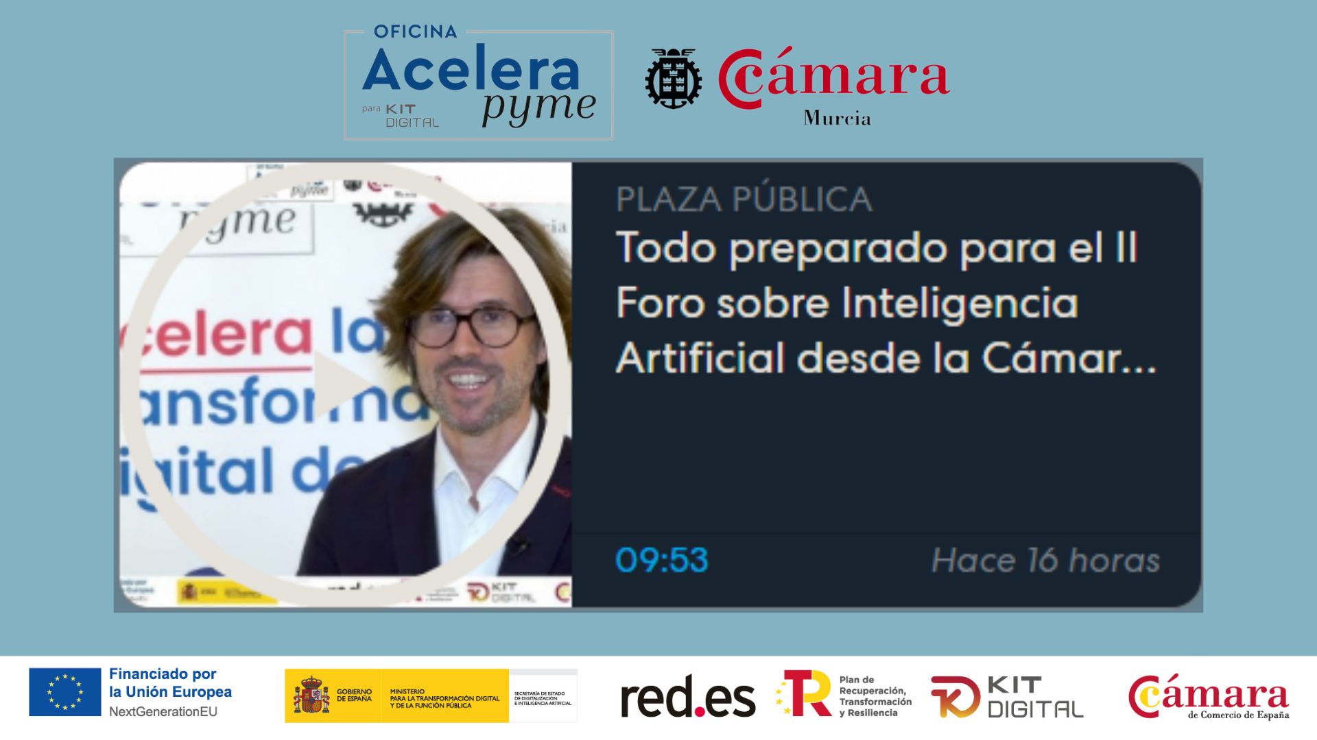 Entrevista en Onda Regional de Murcia sobre el contenido del II Foro de Inteligencia Artificial de la Cámara de Comercio de Murcia en el marco de la Oficina Acelera Pyne