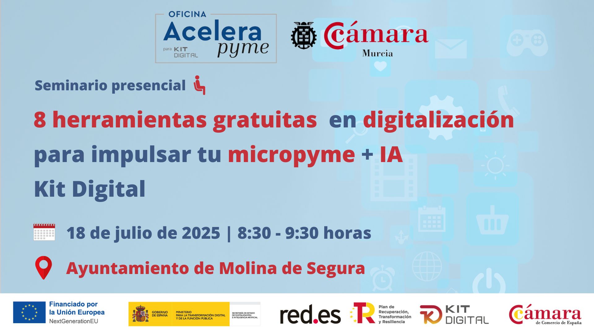 seminario presencial | Molina de Segura | Kit Digital | 8 herramientas en digitalización para micropymes | inteligencia artificial