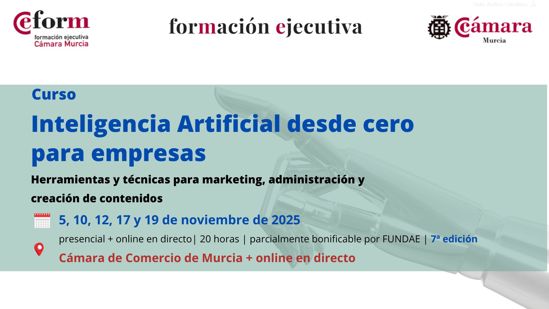 curso-inteligencia-artificial-desde-cero-7-edición-IA-formacion-ejecutiva curso | Inteligencia Artificial desde cero para empresas | Formación Ejecutiva | Cámara de Comercio de Murcia