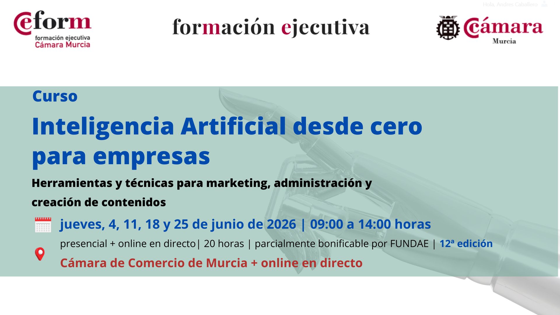 curso-optimizacion-empresarial-con-inteligencia-artificial-12-edición-IA-desde-cero-empresas curso | Inteligencia Artificial desde cero para empresas | Cámara de Comercio de Murcia | Formacion Ejecutiva | 12ª edicion