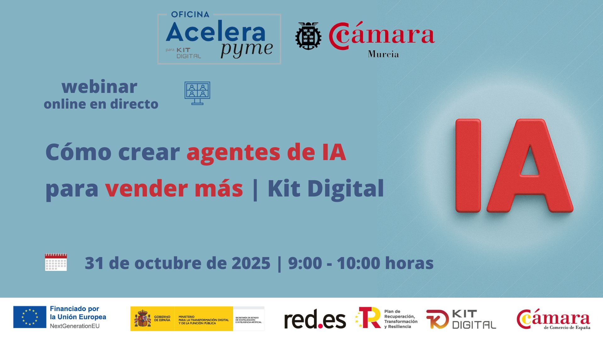 webinar | Cómo crear agentes de ventas con Inteligencia Artificial | Oficina Acelera Pyme | Cámara de Comercio de Murcia
